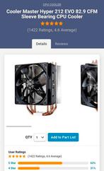 Cooler Master Hyper 212 EVO 82.9 CFM Sleeve Bearing CPU Cool, Computers en Software, Processors, Ophalen of Verzenden, Zo goed als nieuw