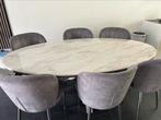 Marmer eettafel met 6 stoelen, Ophalen, Zo goed als nieuw