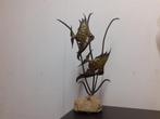 decoratie vissen metaal op stenen voet jaren 70 design retro, Antiek en Kunst, Ophalen of Verzenden