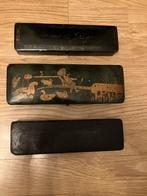 Drie antieke Japanse lakdozen pennendozen, Ophalen of Verzenden