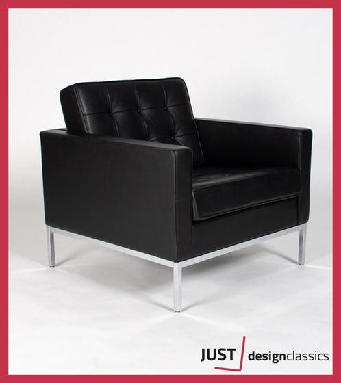 Florence Knoll Lounge Chair Zwart Leder, Huis en Inrichting, Fauteuils, Zo goed als nieuw