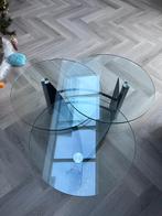 Montèl glazen salontafel (draaibaar), Huis en Inrichting, Tafels | Salontafels, Ophalen, Rond, 50 tot 100 cm, Zo goed als nieuw