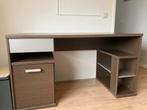 Bureau, bruin hout (met gratis bureaustoel), 136 cm breed, Huis en Inrichting, Ophalen, Gebruikt
