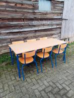 6 x kantine tafels en 36 x kantine school partij stoelen, Gebruikt, Ophalen