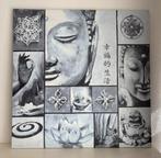Prachtig Boeddha schilderij op canvas grijs, Huis en Inrichting, Woonaccessoires | Schilderijen, Tekeningen en Foto's, Ophalen