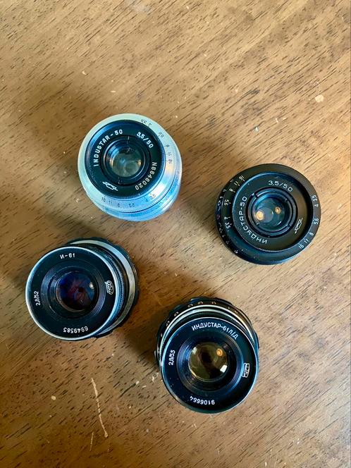 4 vintage sovjet lensen Industar, Audio, Tv en Foto, Fotografie | Lenzen en Objectieven, Gebruikt, Standaardlens, Ophalen of Verzenden
