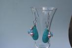 Nieuw Turquoise pegel oorbellen en blauwe glaskralen 5,5 cm, Overige materialen, Hangers, Blauw, Nieuw