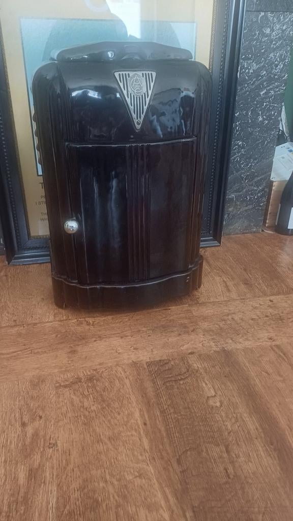 Art Deco Houtkachel - Gietijzer & Emaille, Huis en Inrichting, Kachels, Gebruikt, Houtkachel, Ophalen of Verzenden, Vrijstaand