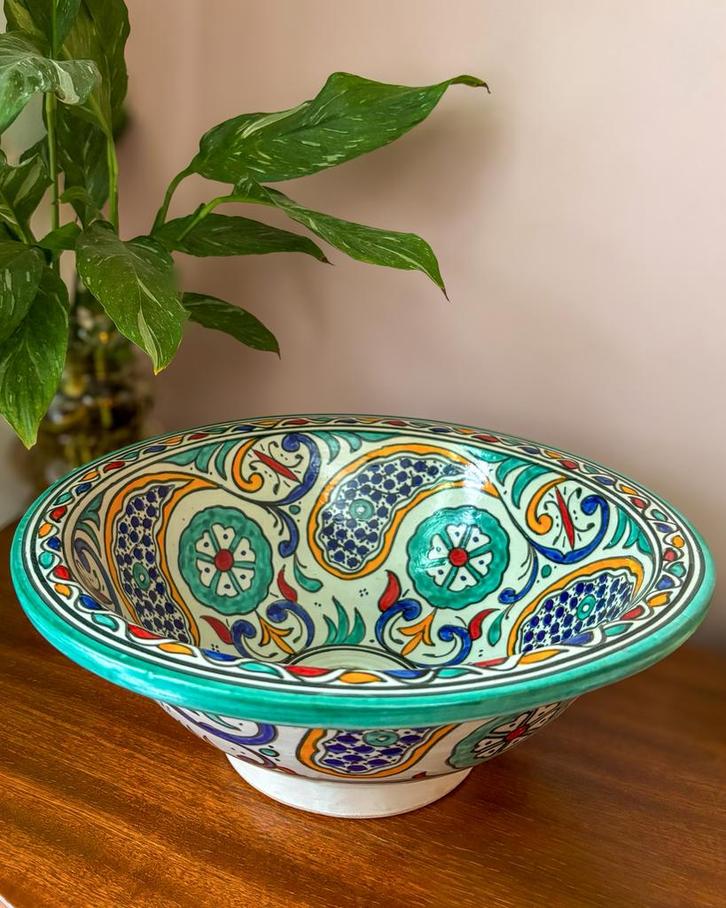 Handgemaakte Marokkaanse Waskom, Huis en Inrichting, Badkamer | Badkamermeubels, Nieuw, Wasbak of Wastafel, Minder dan 100 cm