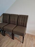 Drie stoffen bruine eetkamerstoelen in zeer goede staat, Ophalen, Zo goed als nieuw, Bruin, Drie