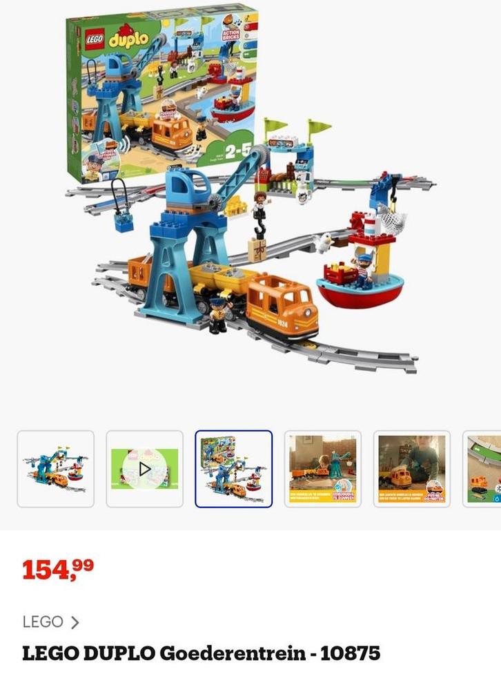 Lego Duplo Trein + Rails + Opbergbox, Kinderen en Baby's, Speelgoed | Duplo en Lego, Zo goed als nieuw, Duplo, Complete set, Ophalen of Verzenden