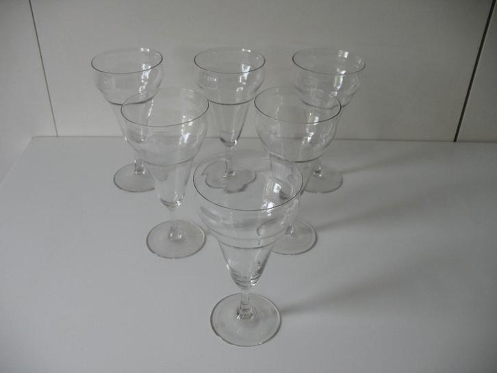 6 A.D. Copier Bourgogne Wijn Glazen Smeerwortel Servies 1923, Antiek en Kunst, Antiek | Glas en Kristal, Ophalen of Verzenden