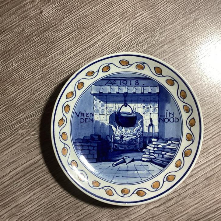 Delfts Blauw Gedenkbord 1918, Antiek en Kunst, Antiek | Wandborden en Tegels, Ophalen of Verzenden