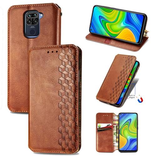 Xiaomi Redmi Note 9 4G Luxe PU Lederen Wallet Case Set Bruin, Telecommunicatie, Mobiele telefoons | Hoesjes en Frontjes | Overige merken