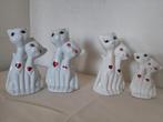 Vintage poesjes met hartjes (4 stelletjes), Ophalen of Verzenden, Gebruikt