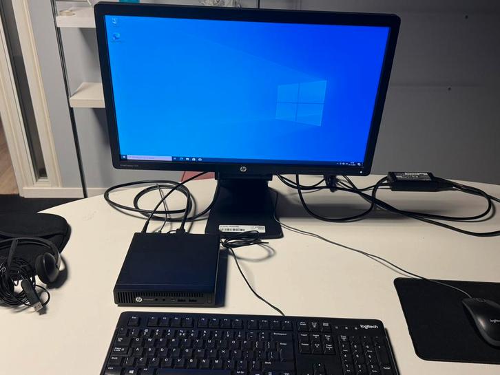 HP Mini PC + HP Monitor + Logitech + Jabra – Topstaat, Computers en Software, Desktop Pc's, Zo goed als nieuw, 3 tot 4 Ghz, SSD