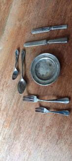 miniatuur zilveren couvert, bordje plus bestek, Ophalen of Verzenden, Zilver