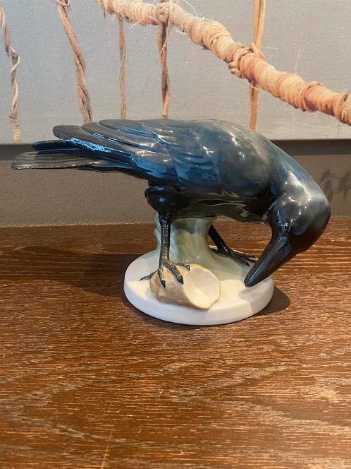 Pfeffer Gotha Rabenkrähe - Raaf porselein sculptuur uit 1920, Antiek en Kunst, Antiek | Keramiek en Aardewerk, Ophalen of Verzenden