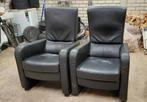 zwart leren relaxfauteuils, Huis en Inrichting, Fauteuils, Ophalen, Gebruikt, Minder dan 75 cm, Leer