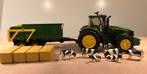 Bruder speelgoed tractor met kar, koeien en balen, Ophalen of Verzenden, Gebruikt