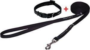 ROGZ Lapz Luna Lange Lijn M Zwart + Halsband, Dieren en Toebehoren, Hondenriemen, Nieuw, Hondenriem, Ophalen of Verzenden