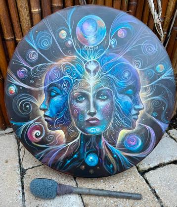 OVERGEDRAGEN Sjamanendrum Waterbuffel Cosmic Energy 47 cm beschikbaar voor biedingen