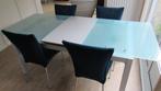 Eettafel met 4 stoelen, Huis en Inrichting, Tafels | Eettafels, Ophalen, Gebruikt, 200 cm of meer, 50 tot 100 cm