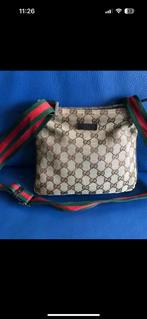 Gucci heren Schoudertas met GG-patroon, Ophalen of Verzenden, Gebruikt, Beige, Schoudertasje
