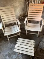 Leuk houten tuinsetje - 2 stoelen + tafeltje, Ophalen, Gebruikt, Hout