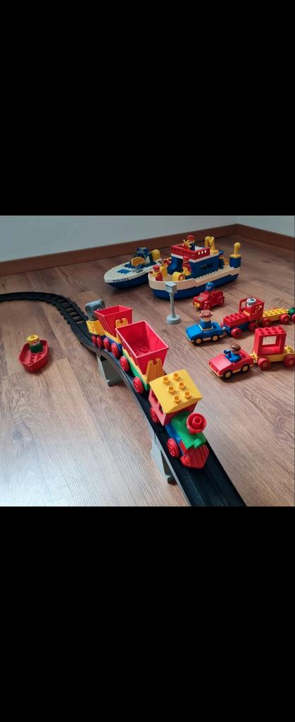 Vintage duplo trein politieboot, Kinderen en Baby's, Speelgoed | Racebanen, Gebruikt, Handmatig, Overige merken, Ophalen
