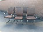 6x vintage stijl stoelen - Suedelook - Chroom frame, Huis en Inrichting, Stoelen, Ophalen, -, Zo goed als nieuw, Metaal