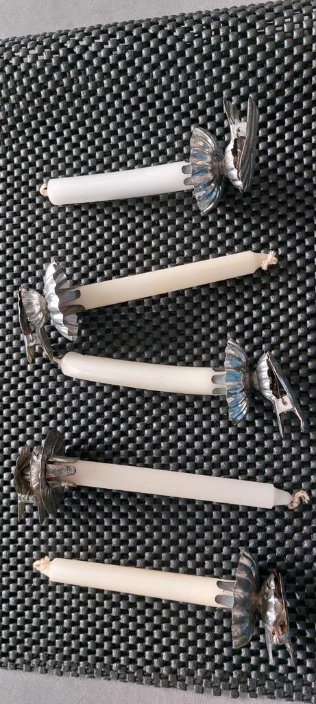 5 Antieke Boom knijpers +^ Kaarsjes, Diversen, Kerst, Gebruikt, Ophalen of Verzenden