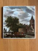 Antieke Tegel met Riviergezicht, Antiek en Kunst, Antiek | Wandborden en Tegels, Ophalen of Verzenden