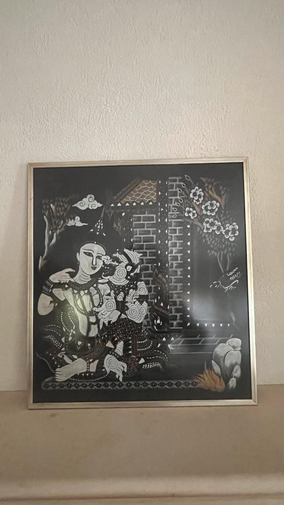 Ingelijste authentieke Batik schilderijen uit Indonesië, Antiek en Kunst, Kunst | Schilderijen | Klassiek, Ophalen