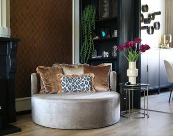Keijser&co daybed / ronde fauteuil in luxe Chivasso stof beschikbaar voor biedingen