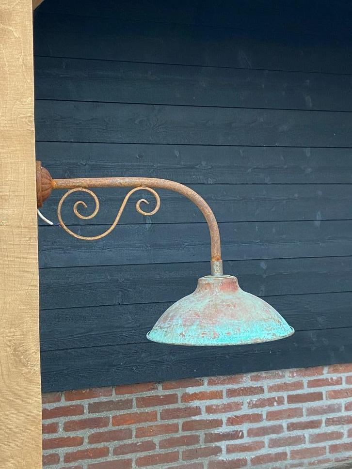 hanglamp, stallamp, buitenlamp, Huis en Inrichting, Lampen | Hanglampen, Zo goed als nieuw, Glas, Metaal, Ophalen of Verzenden