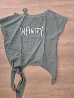 Kaki groene linnen top, maat L, Maat 38/40 (M), Ophalen of Verzenden, Zo goed als nieuw, Korte mouw