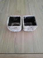 Betonlook bloempotten Grijs & Zwart, Vierkant, Zo goed als nieuw, Aardewerk, Tuin
