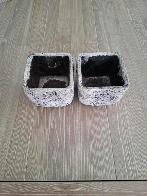 Betonlook bloempotten Grijs & Zwart, Tuin en Terras, Bloempotten, Zo goed als nieuw, Aardewerk, Binnen, Balkon, Tuin, Minder dan 40 cm