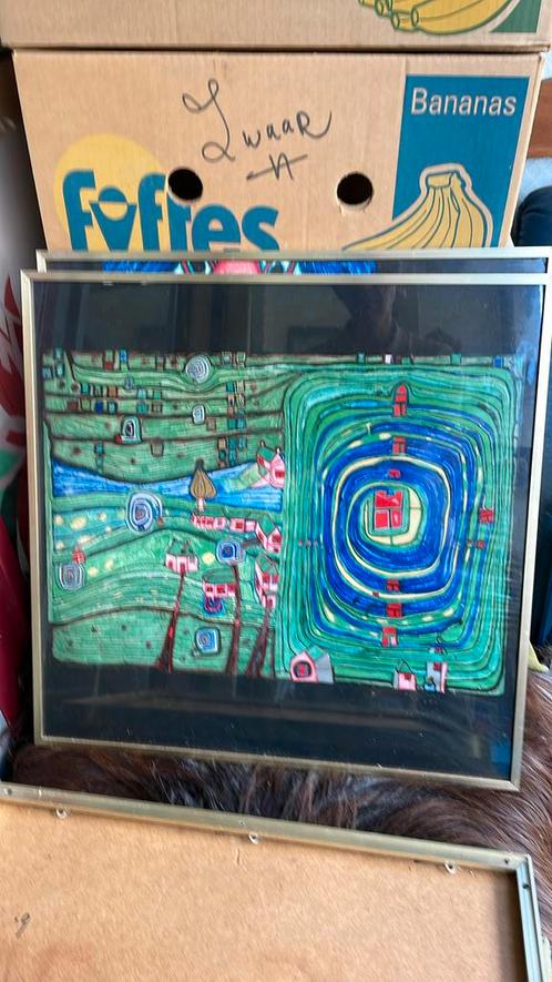 4 x Hundertwasser kalender prints ingelijst, Antiek en Kunst, Kunst | Overige Kunst, Ophalen of Verzenden