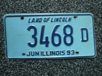 Kentekenplaat licenseplate Illinois 1993 USA beschikbaar voor biedingen