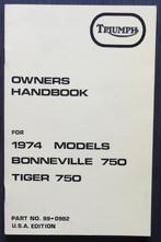 Triumph Owner's Handbook 750cc twins - USA edition 1974, Motoren, Handleidingen en Instructieboekjes, Triumph