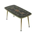Fifties Rockabilly Salontafel Glas Conische Gouden Poten 90c, Ophalen of Verzenden