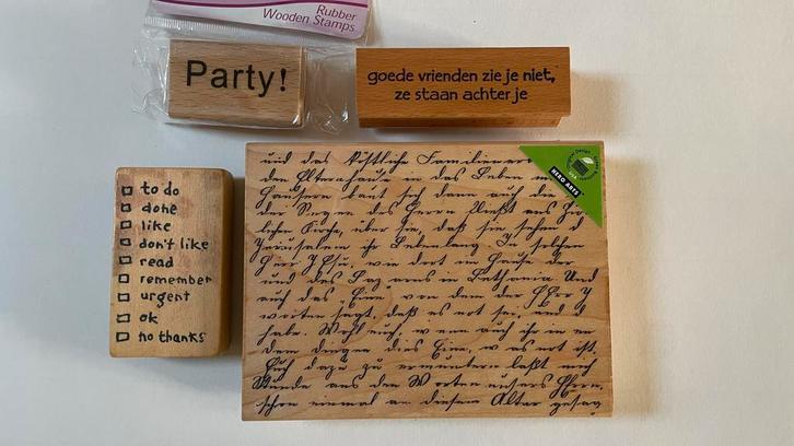 Rubber & Houten Stempels - Diverse Motieven, Hobby en Vrije tijd, Stempelen, Gebruikt, Houten stempel, Ophalen of Verzenden