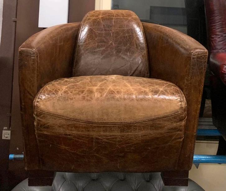 Prachtige Aviator Fauteuil Cognac Bruin., Huis en Inrichting, Fauteuils, Gebruikt, Leer, 50 tot 75 cm, 75 tot 100 cm, Ophalen of Verzenden