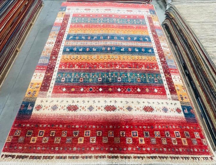 Afghaans Gabbeh Tapijt - Handgeknoopt & Kleurrijk, Huis en Inrichting, Stoffering | Tapijten en Kleden, Nieuw, 200 cm of meer
