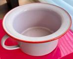 Emaille kinder po roze met rode rand, Ophalen of Verzenden