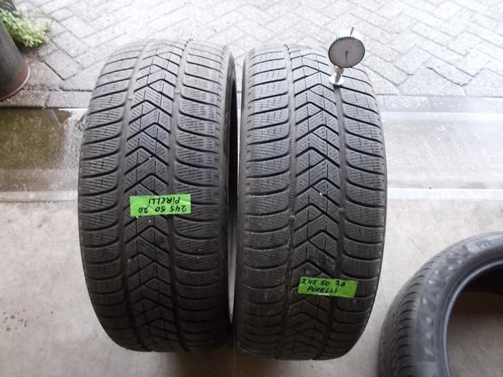 2X PIRELLI WINTERBANDEN 245 50 R20 5,5-6MM PROFIEL 105H, Auto-onderdelen, Banden en Velgen, Band(en), 20 inch, 245 mm, Personenwagen