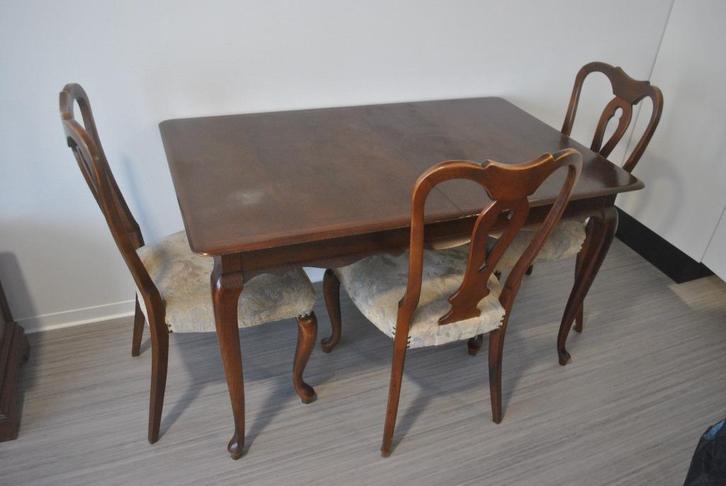 Eetkamertafel, uitschuifbaar, 3 stoelen, klassiek, Huis en Inrichting, Complete eetkamers, Gebruikt, Minder dan 4 stoelen, Ophalen