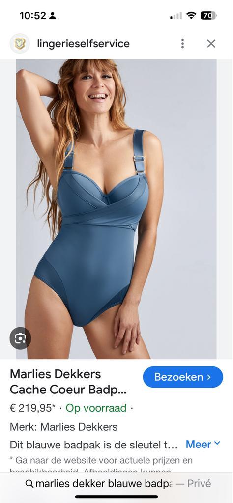 Marlies Dekkers Cache Coeur Badpak Blauw 38-40, Kleding | Dames, Badmode en Zwemkleding, Zo goed als nieuw, Badpak, Blauw, Ophalen of Verzenden